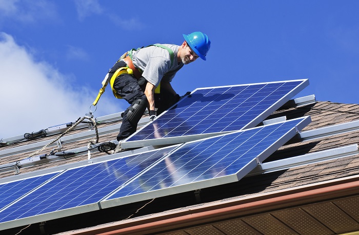 solar panels installed on the roof